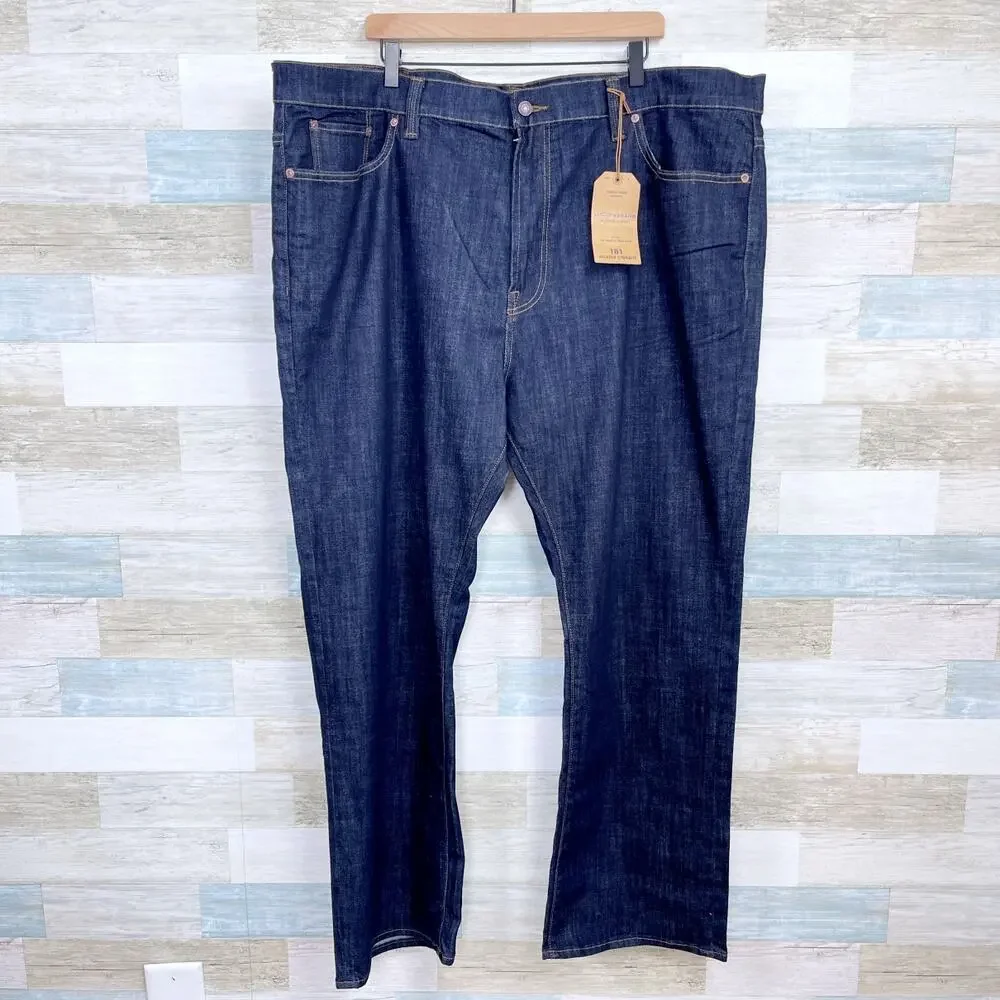 Lucky Brand 181 Relaxed Straight Jeans Dark Wash Mid Rise Stretch Mens 48x32